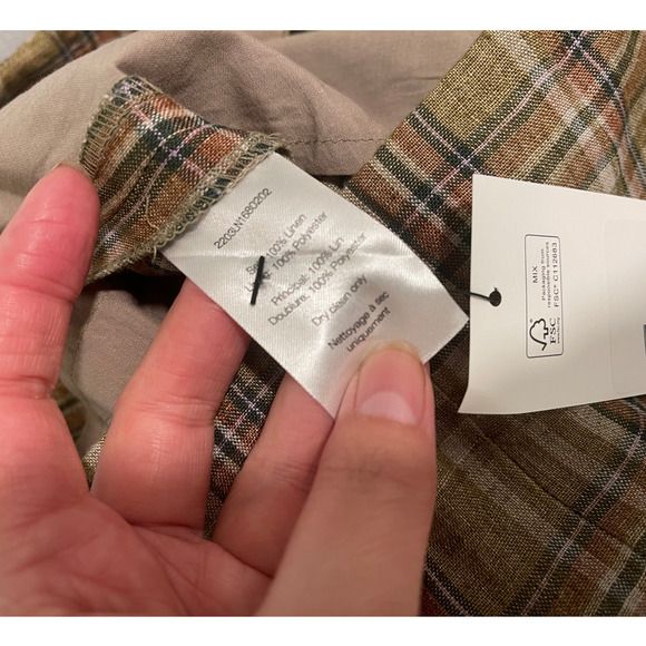 Veronica Beard 4 Jazmin Plaid 100% Linen Shorts Preppy High Rise Brown Tan - Picture 7 of 8